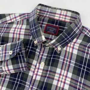 UNTUCKit Mens Medium Slim Fit Plaid Button Down Shirt Long Sleeve Cotton